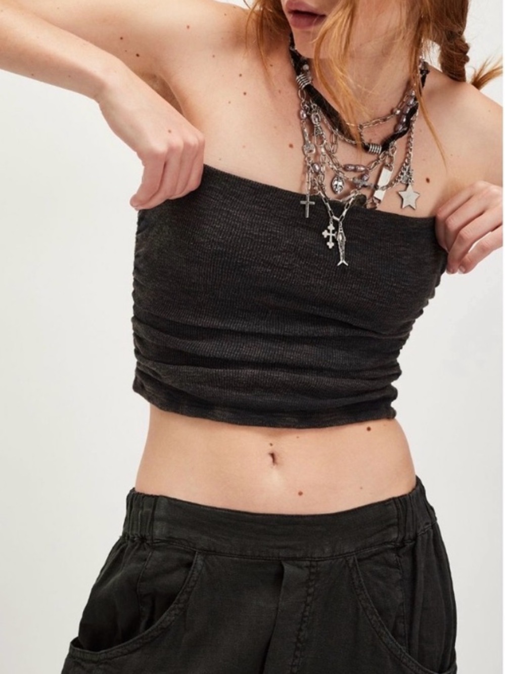 Free People Washed Black Boulevard Tube Top | S